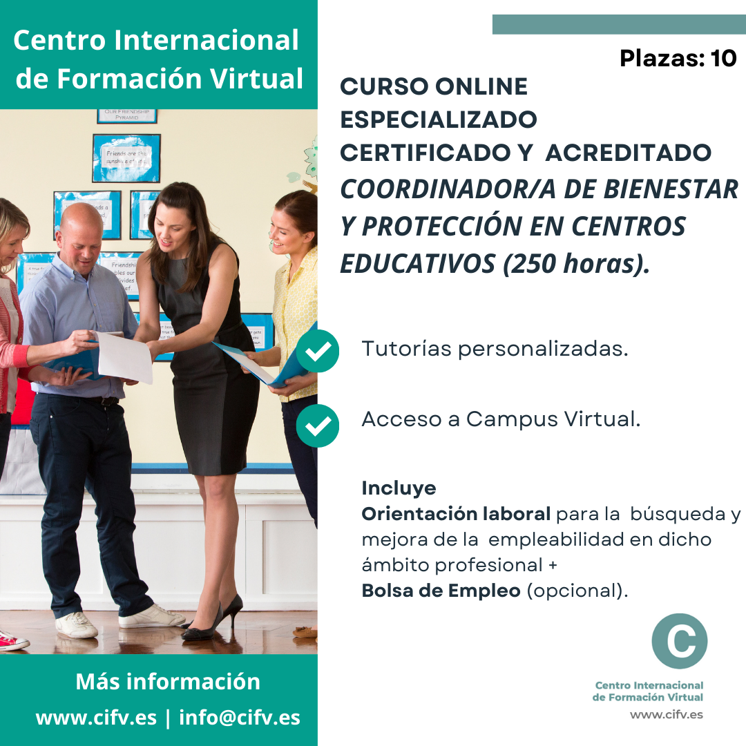 COORDINADOR A DE BIENESTAR Y PROTECCION CURSO ONLINE